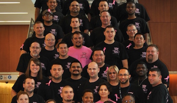Real Coworkers Wear Pink T-Shirt Photo